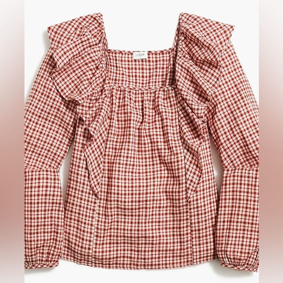 NWT J. Crew Flannel Squareneck Ruffle Top Blouse Sz XXL - Picture 2 of 12